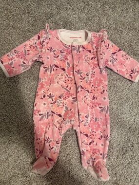 Magnetic Me Pink Floral Fleece Footed One-Piece